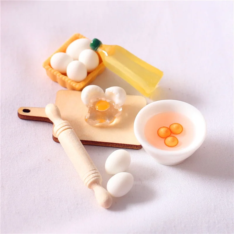Kitchen Appliances Vintage - 5 ชิ้น/เซ็ตน่ารัก Rolling Pin ชามไข่น้ํามันมะกอกชุดอุปกรณ์ครัว 1:12