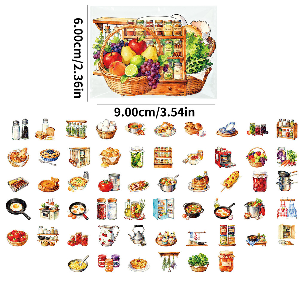 สติกเกอร์ PET ลายครัวเรโทร 56  - Kitchen Appliances Vintage บทวิจารณ์และราคา