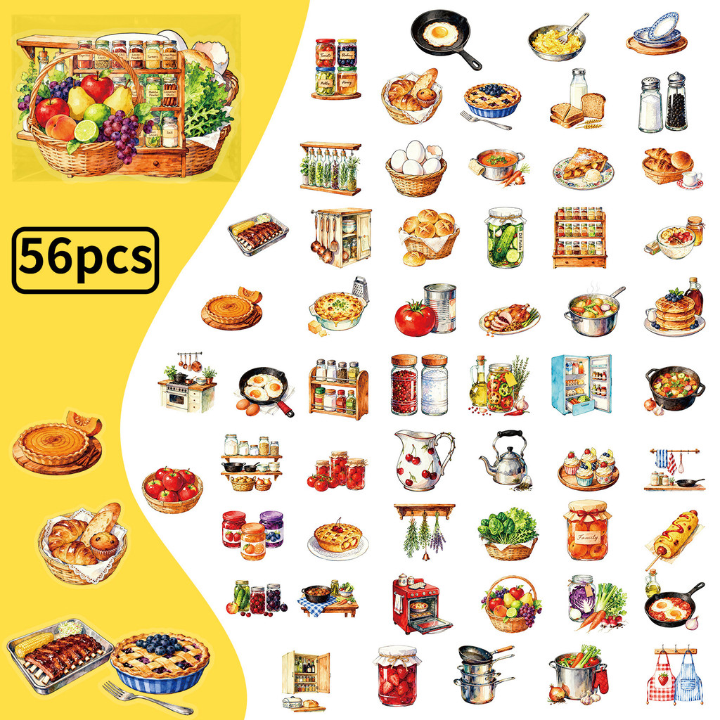สติกเกอร์ PET ลายครัวเรโทร 56  - Kitchen Appliances Vintage บทวิจารณ์และราคา