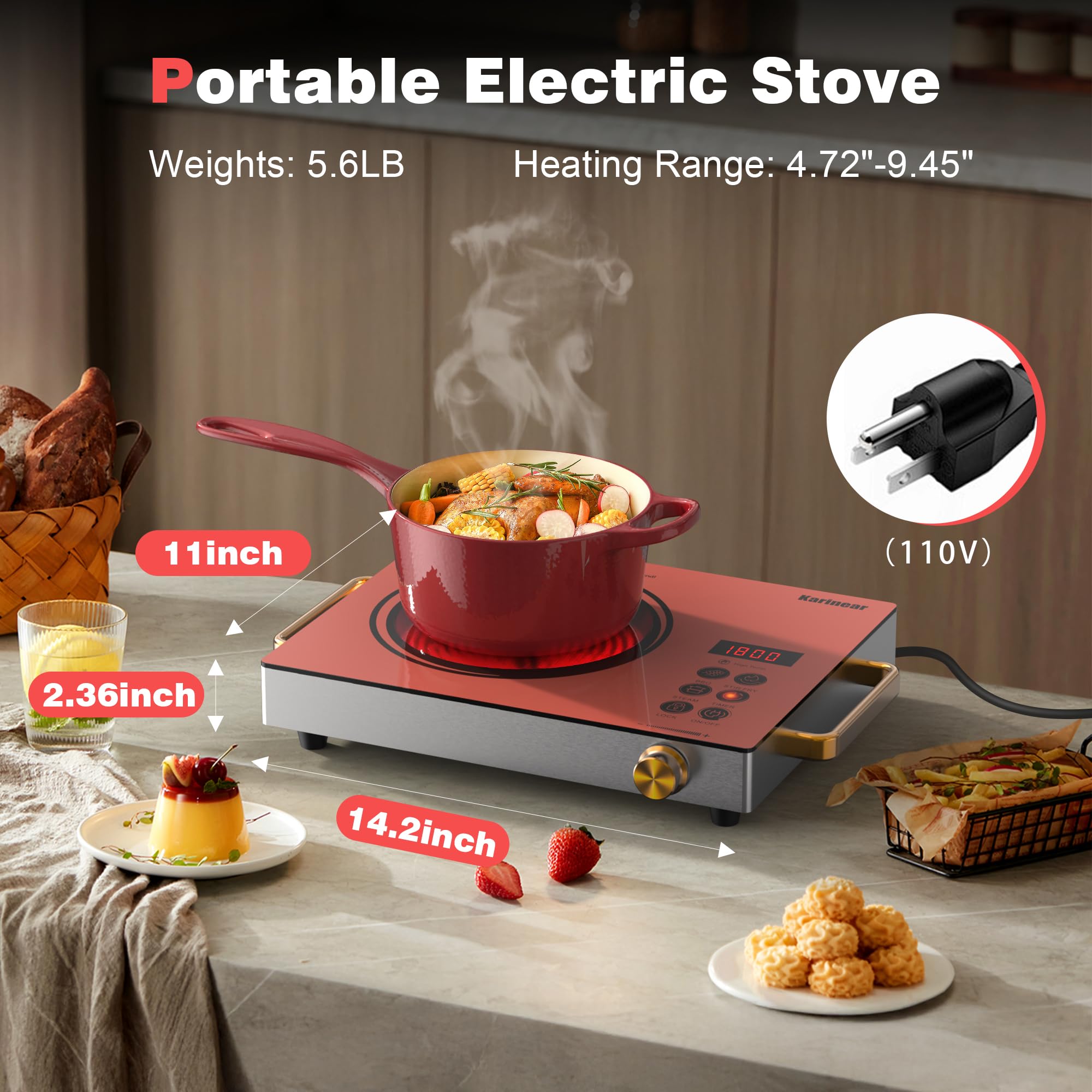 เตาไฟฟ้าพกพา Karinear 110V, 18 - Kitchen Appliances Electric Stove บทวิจารณ์และราคา